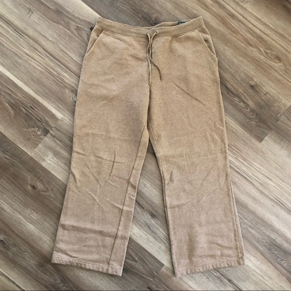 RALPH LAUREN light brown wide leg cropped lounge sweats size medium